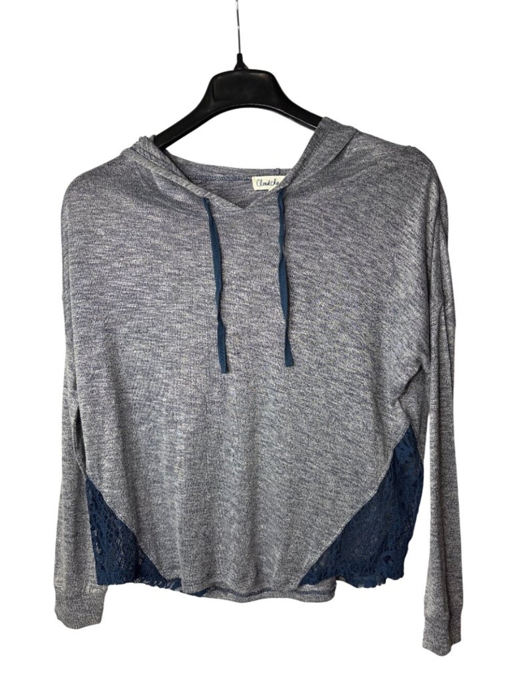 Cloud Chaser Womens Lightweight Semi Sheer Hoodie Hooded Pullover Top Size L
